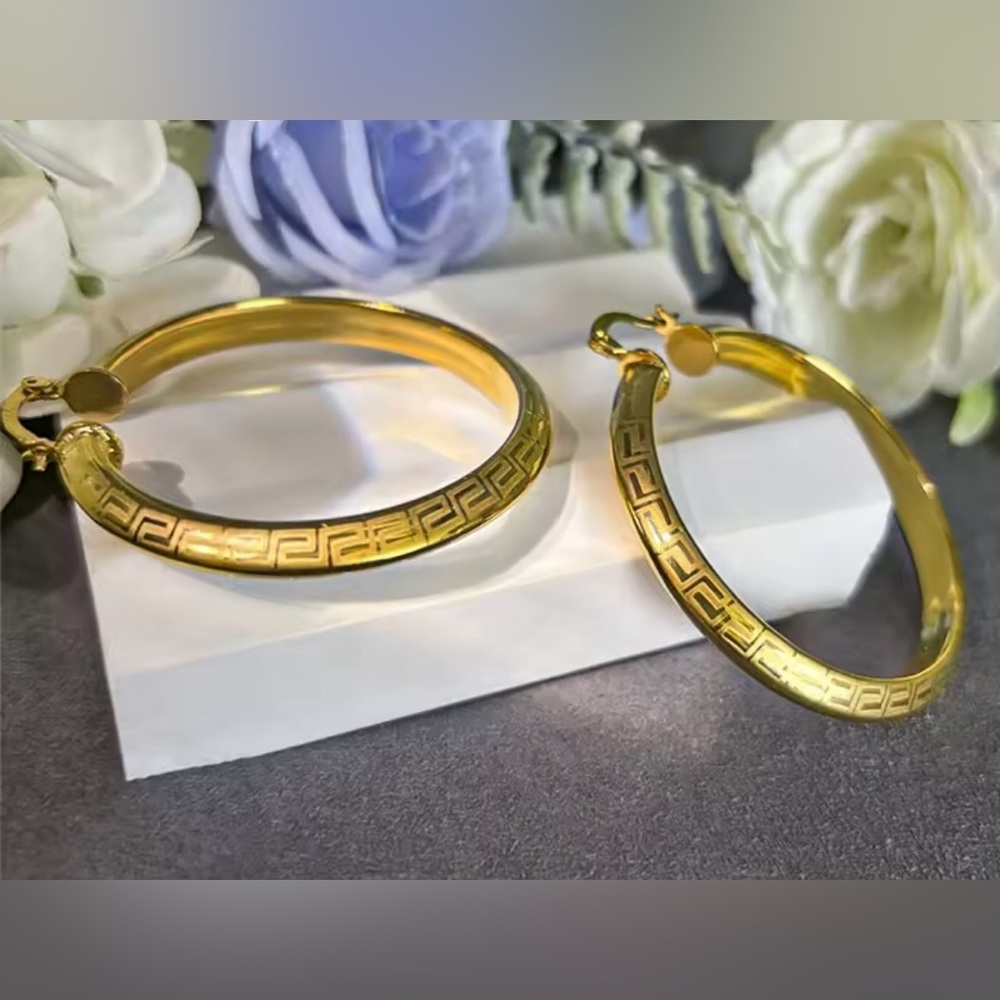 Large Round 18K Gold Plated Hoop Earrings